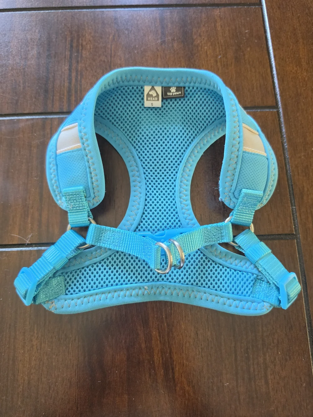 Top Paw Turquoise and White Padded Dog Harness with Bone Accent